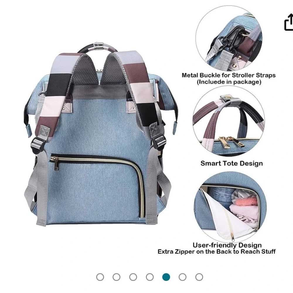 Pofunuo Diaper Bag Backpack - Waterproof Multifunctional Large Travel Baby Bag